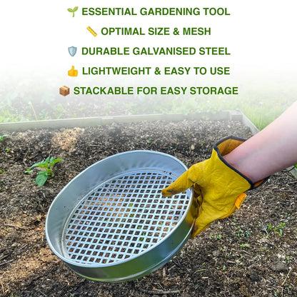 Brothers HVAC LLC Heavy Duty Garden Riddle, 30cm Potting Sieve, Mesh Soil/Compost Sift