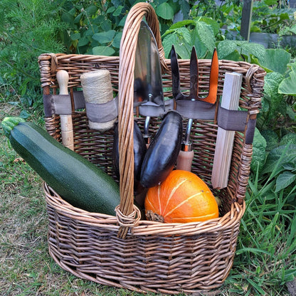 Brothers HVAC LLC Willow Tool Basket/Trug with Garden Hand Tools Trowel/Fork/Dibber