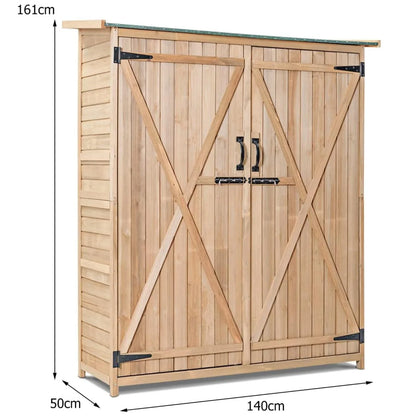 Brothers HVAC LLC Wooden Garden Shed, Tool Storage Cabinet with 3 Shelves, Asphalt Sloped Roof